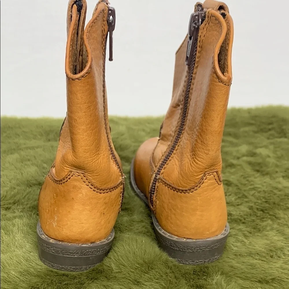 Smoky Mountain Boots Tan Western Leather Boots with Side Zippers and Rubber Sole